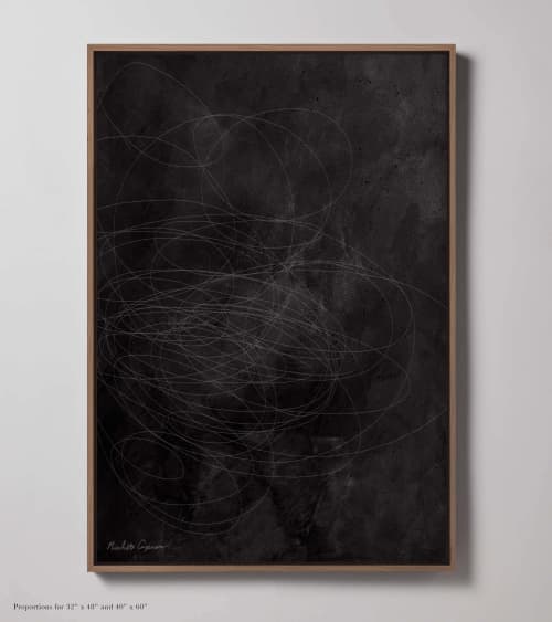 Abstract Expressionism Framed Giclée Print Black | Prints in Paintings by ART + ALCHEMY By Nicolette Atelier. Item made of wood & canvas compatible with minimalism and japandi style