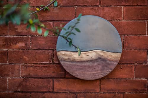 Concrete + Wood Wall Art | Tapestry in Wall Hangings by Alicia Dietz Studios. Item composed of walnut and fabric