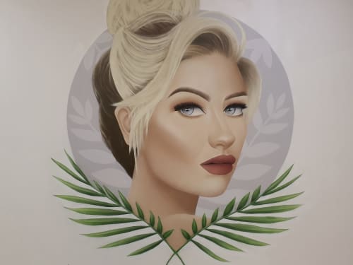 Ellie Rose Hair Studio Mural | Murals by Jade Jennifer Art. Item made of synthetic