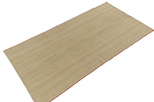 Vintage Plain Kilim in Beige-Brown Striations, Solid | Area Rug in Rugs by Rug and Kilim