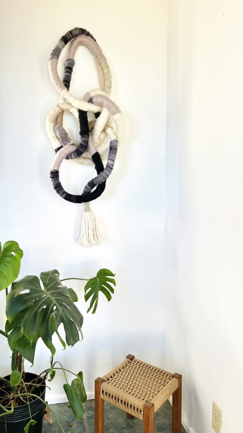 Clarity Knotty Soft Sculpture | Wall Sculpture in Wall Hangings by Trudy Perry. Item composed of wool and leather in contemporary or modern style