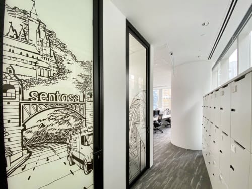 BBC Singapore office art mural | Murals by Just Sketch | 18 Robinson in Singapore. Item composed of synthetic