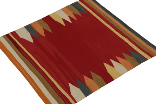 1980s Vintage Sofreh Kilim rug in Red with Colorful | Area Rug in Rugs by Rug and Kilim