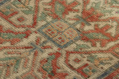 Vintage Turkish Rug in Pink & Cream with Colorful Floral | Area Rug in Rugs by Rug and Kilimarea
