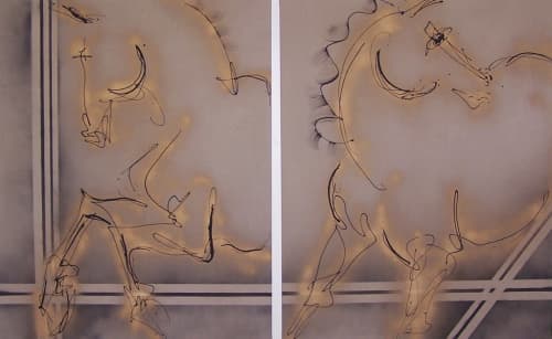 TwoGether | Oil And Acrylic Painting in Paintings by Donna B Fine Art, Donna Bernstein, Artist. Item composed of canvas & synthetic