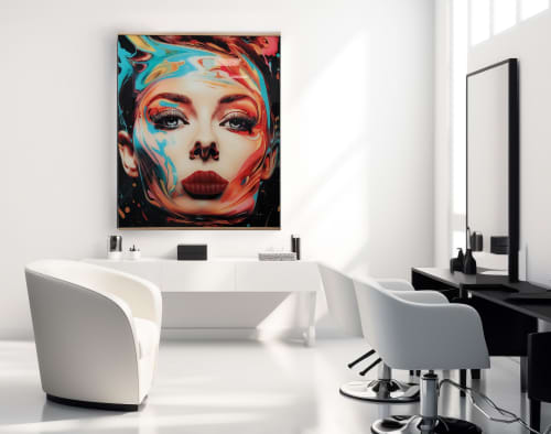 Abstract Female Portrait Wall Art | Mixed Media by ZDS. Item composed of glass compatible with contemporary and modern style