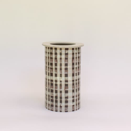 Big Plaid Vase | Vases & Vessels by Perch Objects. Item composed of ceramic in mid century modern or japandi style