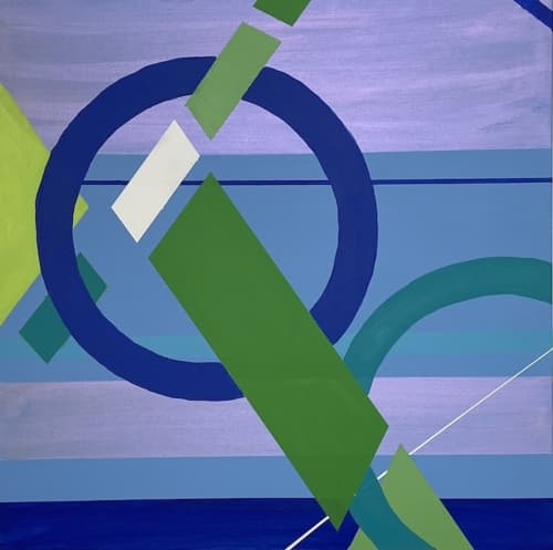 Jumping Through Hoops | Oil And Acrylic Painting in Paintings by Micheidi Contemporary Art. Item composed of canvas in minimalism or contemporary style
