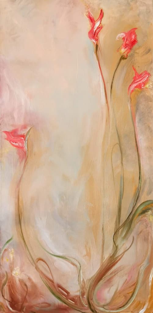 Papaveri (Poppies) - Abstract floral painting | Oil And Acrylic Painting in Paintings by Jennifer Baker Fine Art. Item made of canvas works with contemporary style