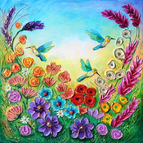 Hummingbird Flight — Original Acrylic Painting | Oil And Acrylic Painting in Paintings by DaggArt. Item made of canvas works with modern style