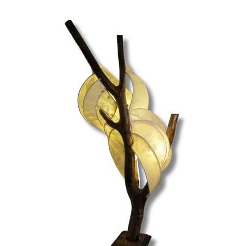 Moonleaf | Lighting by Niksa Design. Item made of wood with paper works with boho & japandi style