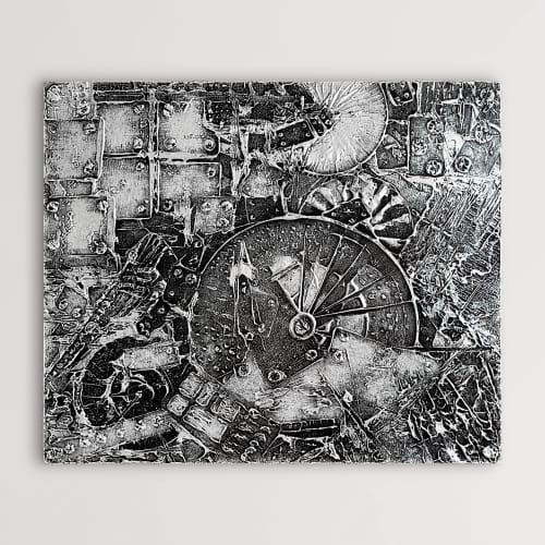Crazy Machine (SOLD) | Oil And Acrylic Painting in Paintings by Alessia Lu. Item made of canvas works with contemporary & industrial style