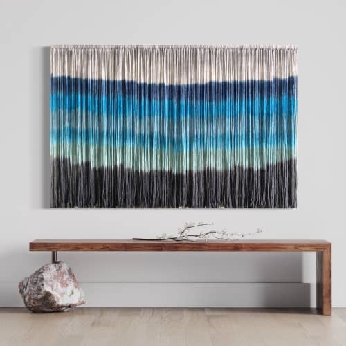 REEF Coastal Blue Textile Wall Hanging | Tapestry in Wall Hangings by Wallflowers Hanging Art. Item made of fiber works with boho & mid century modern style