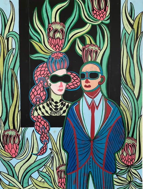 SOLD--Sunglasses at night #2 | Oil And Acrylic Painting in Paintings by Diana Rosa. Item composed of canvas