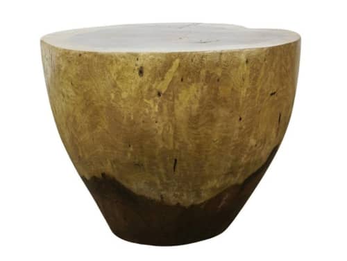 Carved Live Edge Solid Wood Trunk Table ƒ16 by Costantini | Side Table in Tables by Costantini Design. Item composed of wood in boho or contemporary style