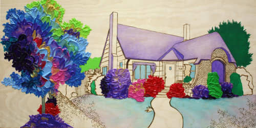 Cozy Cottage | Oil And Acrylic Painting in Paintings by Elizabeth Gahan. Item made of wood with synthetic