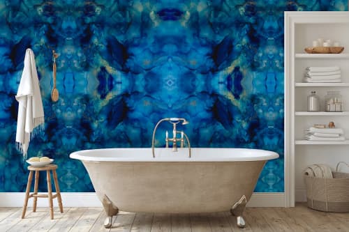 Sapphire Crystals, 2 Wallpaper Mural | Wall Treatments by MELISSA RENEE fieryfordeepblue  Art & Design. Item composed of paper in contemporary or eclectic & maximalism style