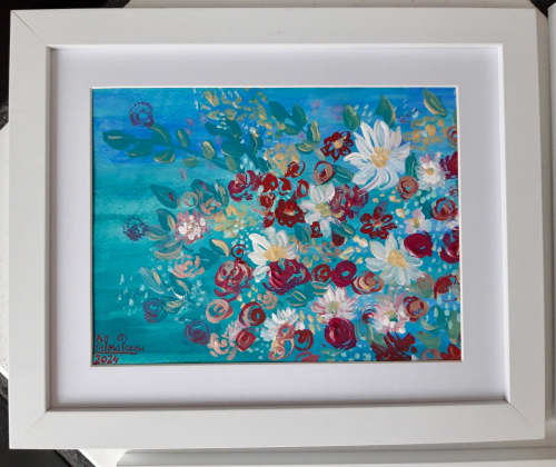 River of joy (2024) | Oil And Acrylic Painting in Paintings by Elena Parau. Item composed of paper compatible with minimalism and contemporary style