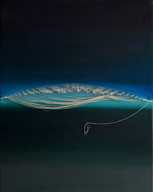 Emerald Skye | Oil And Acrylic Painting in Paintings by Hugo. Item made of canvas & synthetic