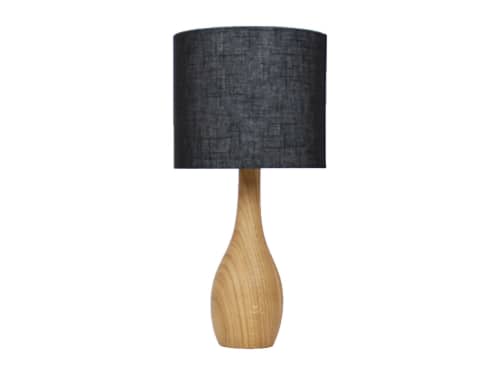 Hand Turned Oak Lamp | Table Lamp in Lamps by ColombeFurniture`` | Lwowska Studios in Warszawa. Item made of oak wood & linen