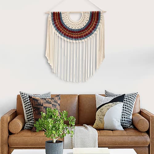 Macrame wall hanging semicircle collection | Wall Hangings by YASHI DESIGNS. Item composed of cotton & fiber compatible with boho and mid century modern style