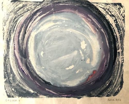 La Luna - Ink on Mulberry Paper | Watercolor Painting in Paintings by KMOK Art. Item made of paper works with boho & minimalism style