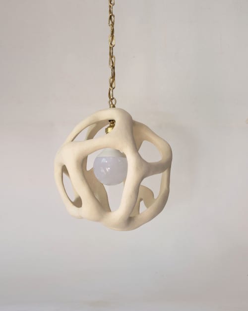 Large Sculptural Ceramic Lamp · Hand-Built Stoneware Organic | Pendants by Àlvar Martínez Mestres. Item composed of stoneware in minimalism or contemporary style
