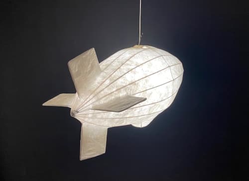 Small Zeppelin Hanging Lamp | Pendants by Pedro Villalta. Item composed of steel and paper