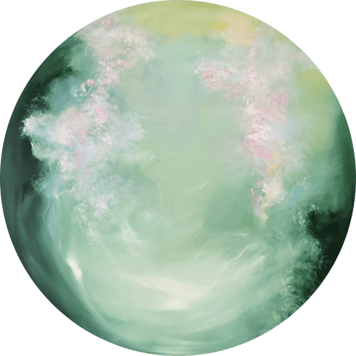 Into the mystic - Round canvas abstract painting | Oil And Acrylic Painting in Paintings by Jennifer Baker Fine Art. Item made of canvas works with contemporary style