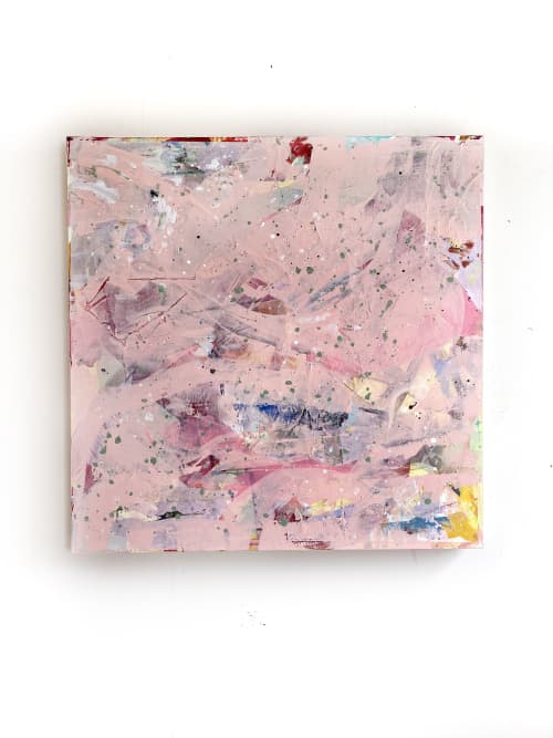 'Peach Prayer' Original Painting | 36"x36" | Oil And Acrylic Painting in Paintings by Jessalin Beutler. Item made of canvas works with contemporary & modern style