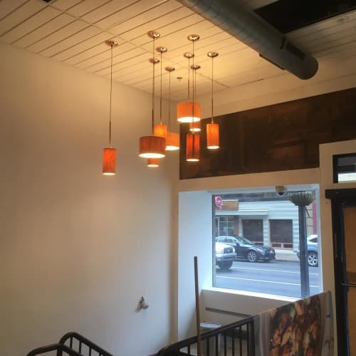WoodShade Pendants | Pendants by CP Lighting | Roots Natural Kitchen in Pittsburgh. Item composed of wood & copper
