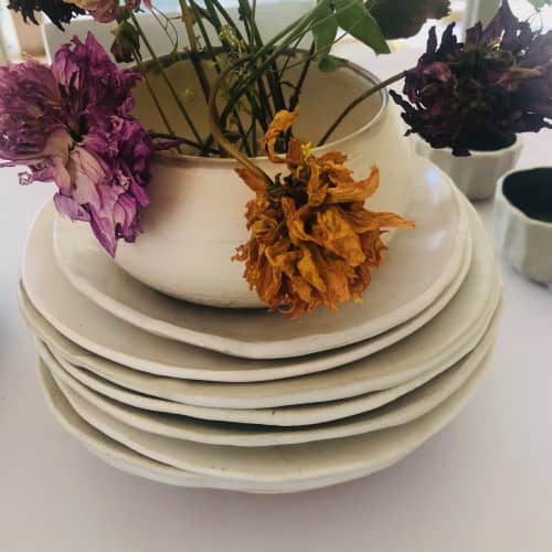 White Plates | Dinnerware by Paysoneight Design by Dawn Palmer. Item composed of ceramic in minimalism or mid century modern style