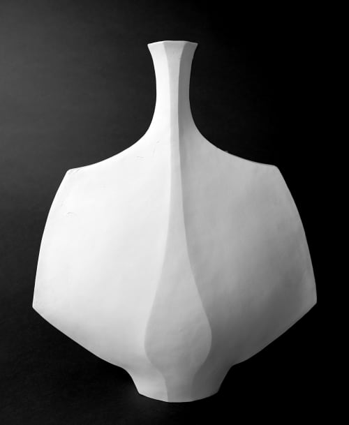 HANÈ in White - Large Ceramic Vessel | Vase in Vases & Vessels by Beverly Morrison - Sculptor. Item composed of stoneware in minimalism or mid century modern style