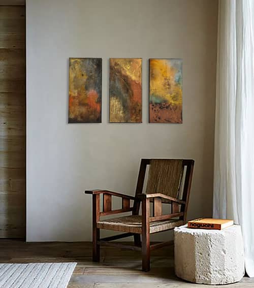 Golden | Mixed Media in Paintings by El Løvaas. Item composed of canvas