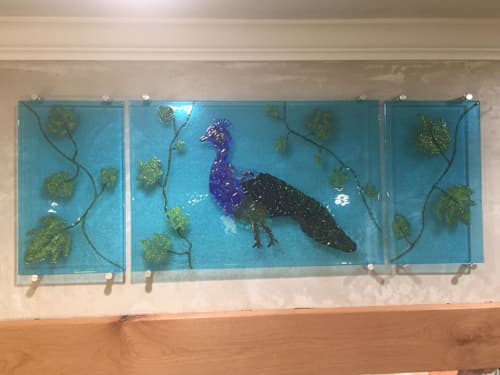 Peacock fused glass mosaic | Sculptures by RosaModerna