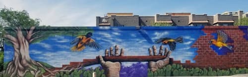 Building Bridges - What’s your Immigration story | Street Murals by Hugo Medina. Item composed of synthetic
