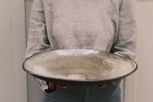 Ceramic Serving Platter in Shino | Serveware by Pyre Studio. Item composed of stone