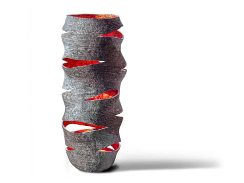Sculptural Decorative Wave Vase | Vases & Vessels by Donatas Žukauskas. Item composed of wood and paper in minimalism or contemporary style