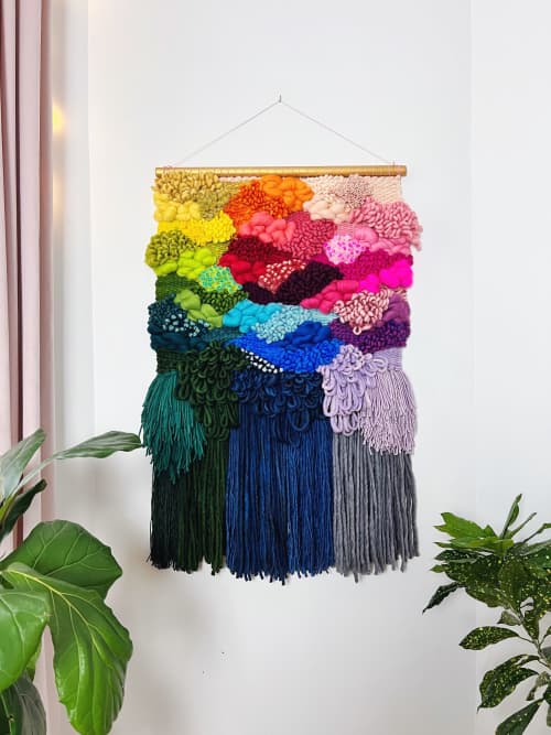 BIG BRIGHT RAINBOW woven wall hanging | Macrame Wall Hanging in Wall Hangings by Nova Mercury Design. Item composed of fiber