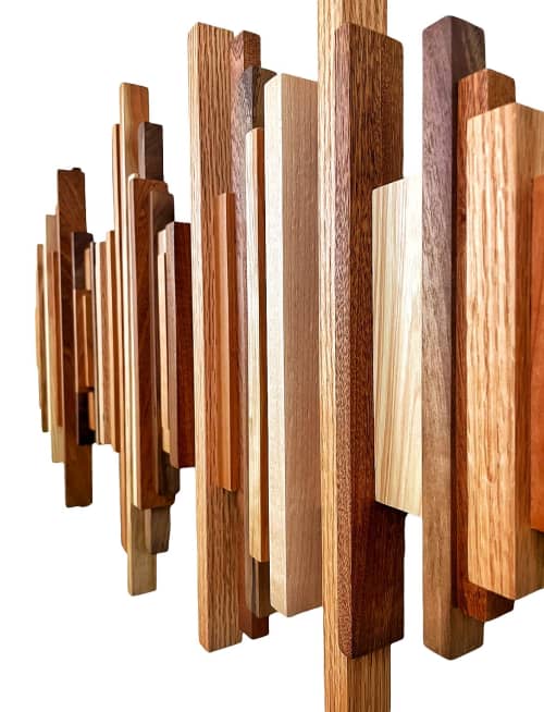 Hardwood Soundwave | Wall Sculpture in Wall Hangings by Erin Harris. Item made of oak wood