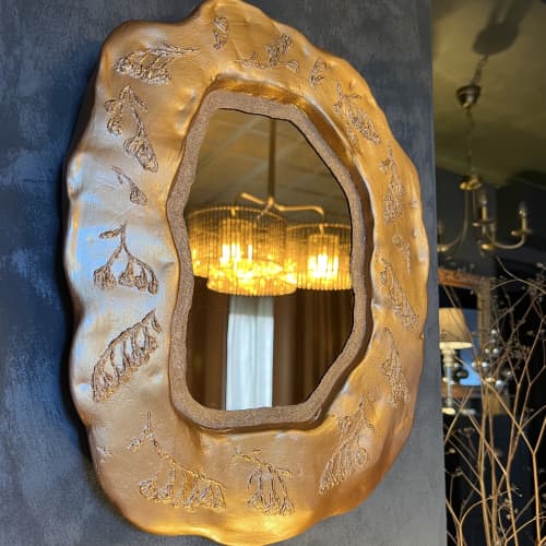 Bronze Arty Mirror "Flowers" Original Art | Decorative Objects by IRENA TONE. Item works with minimalism & contemporary style