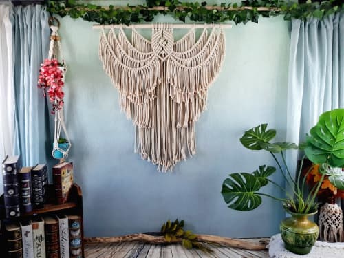 Angel Wings Macrame Wall Hanging | Wall Hangings by Desert Indulgence. Item made of cotton works with boho style