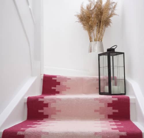 Handwoven Woolen Runner Rug | Rugs by Evergreen Carpets. Item composed of wool in boho or minimalism style