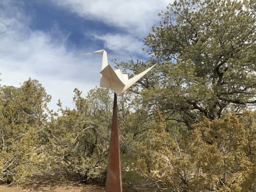 Crane Rising | Public Sculptures by KevinBoxStudio | Santa Fe Botanical Garden in Santa Fe