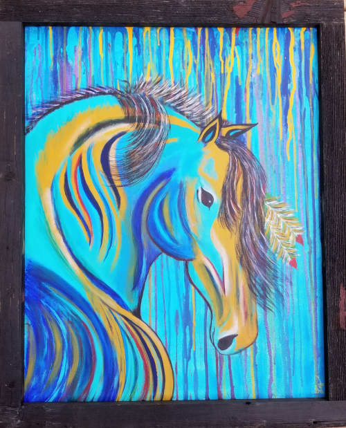 Best Friend | Oil And Acrylic Painting in Paintings by Liz Johnston. Item composed of canvas & synthetic
