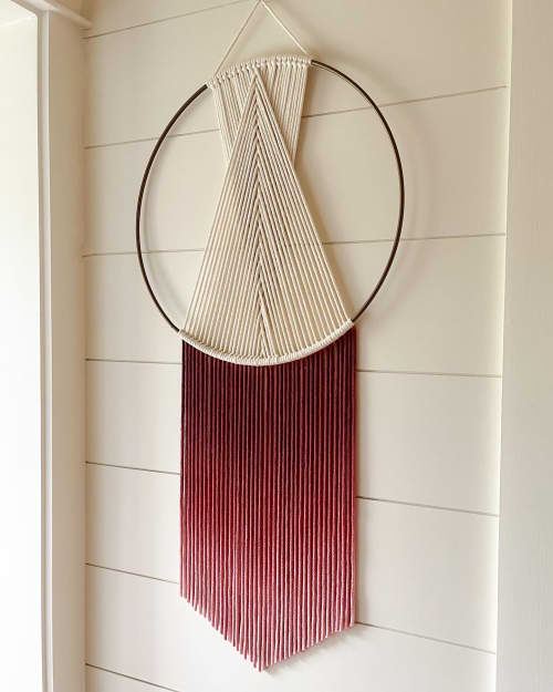 Large Dip Dyed Gold Hoop Macrame Wall Hanging, Custom colors | Tapestry in Wall Hangings by The Cotton Yarn. Item composed of cotton & fiber