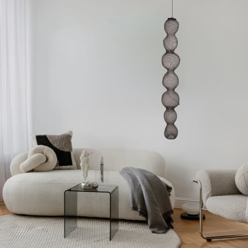 Steel wire Mesh Pendant Light #41 | Sculptures by Anne Lindsay Studio. Item composed of steel and ceramic in contemporary or modern style