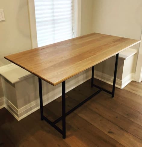 White Oak Kitchen Banquette Table on Steel Base | Dining Table in Tables by Basemeant WRX. Item composed of oak wood & steel