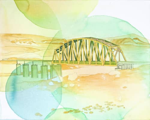 Wanderlust 03 (Bridge) | Oil And Acrylic Painting in Paintings by Elizabeth Gahan. Item made of canvas