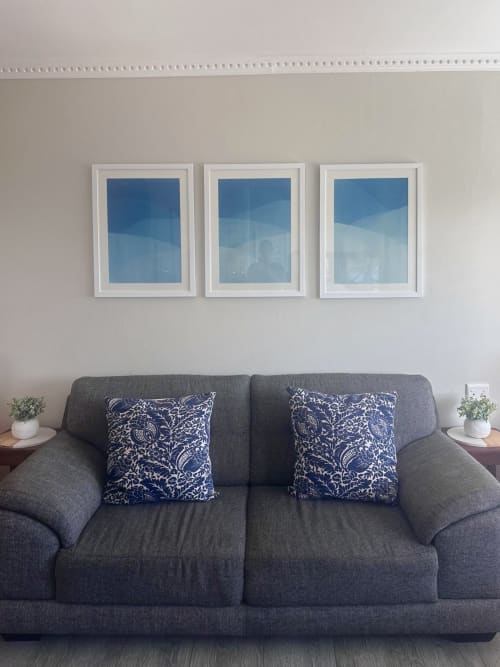 Sunrise Triptych: 3 cyanotypes, 24x18" each/ 24x54" total | Photography by Christine So